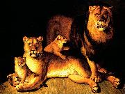 Jean Baptiste Huet A pride of lions oil painting